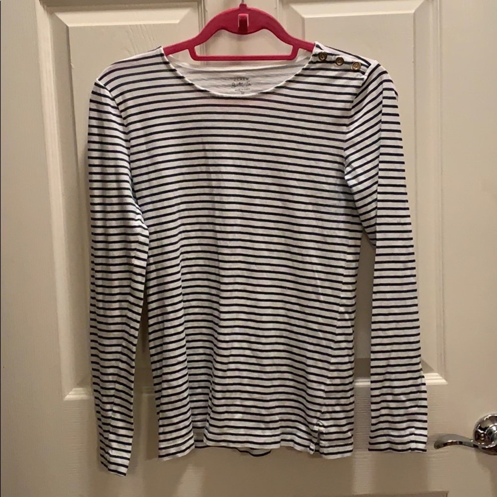 Jcrew “vintage” navy striped LS painter tee size M